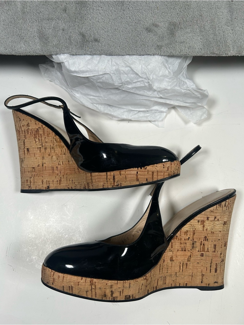 Yves Saint Laurent Black Patent Leather Slingback Clog Mules - Picture 2 of 16